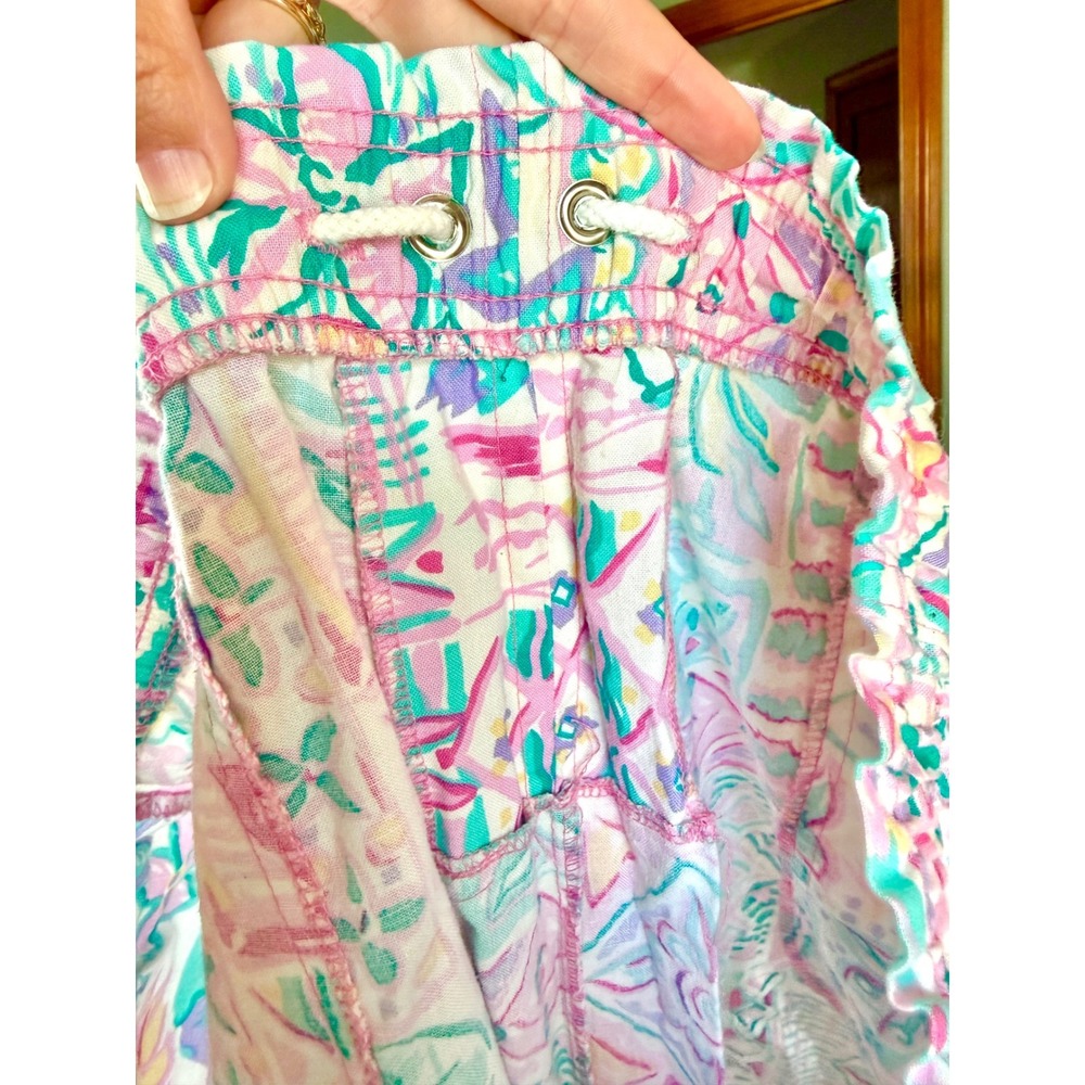 Vintage 90s Jantzen Tropical Patchwork Cotton Relaxed Baggy Long Shorts Size‎ 12 - Picture 6 of 8